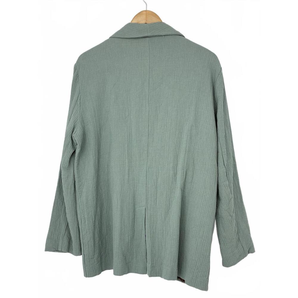 Ott Light Mint Green Ribbed Double Button Blazer … - image 2